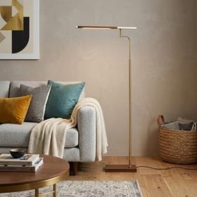 63" Brown LED Task Floor Lamp With Brass