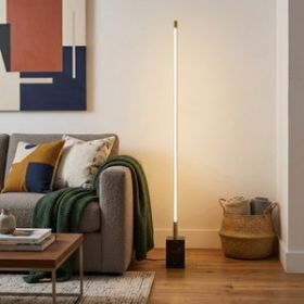 Brass Genuine Marble And Glass Column Floor Lamp