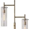 Brass Metal Two Light Novelty Floor Lamp With Clear Glass Drum Shade