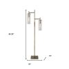 Brass Metal Two Light Novelty Floor Lamp With Clear Glass Drum Shade