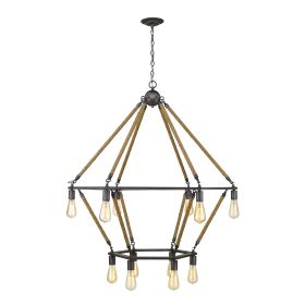 Brown and Black Twelve Light Metal Dimmable Chandelier
