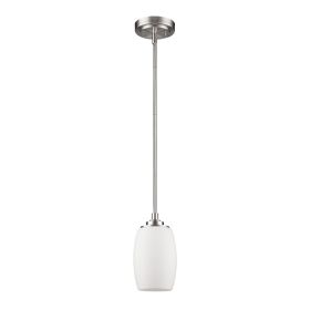 Silver Hanging Light with Frosted Glass Shade