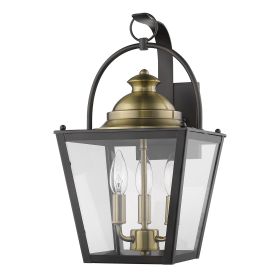 Black Clear And Brass Three Light Transparent Dimmable Outdoor Hanging Lights With Black Clear And Brass Shades