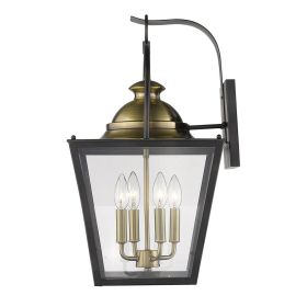 Black Clear And Brass Four Light Transparent Dimmable Outdoor Hanging Lights With Black Clear And Brass Shades