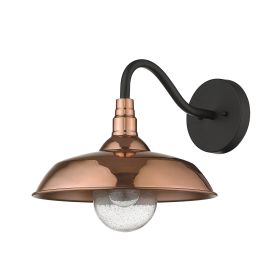 Copper And Black Seeded Dimmable Outdoor Hanging Light With Copper And Black Shades
