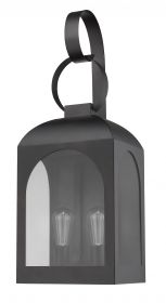 Black And Clear Two Light Transparent Dimmable Outdoor Hanging Lights With Black And Clear Shades