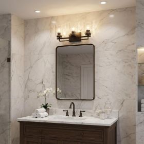 10" Black And Clear Metal and Glass Vanity Flush Mounted Sconce