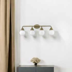 12" Brass And White Metal and Glass Vanity Flush Mounted Sconce