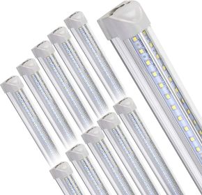 10Pack 8FT LED Shop Lights, 100W 16000LM 6500K Linkable Shop Light, High Output Clear Cover, Integrated T8 8FT LED Tube