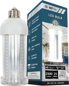 LED Corn Cob Bulb, 25W Daylight 5000K, E26 Base Energy Saving LED Light for Indoors Garage Workshop Warehouse