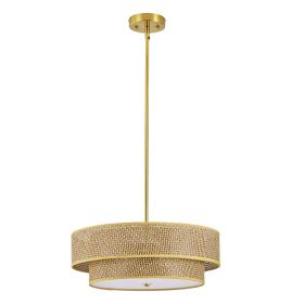 17.7 Inch Woven Rattan Linen Semi Flush Mount Ceiling Light Fixture, Modern Boho Drum Lamp for Bedroom, Kitchen, Dining Room, Living Room, Hallwa
