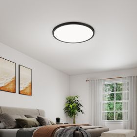 4 PACK Flush Mount LED Ceiling Light Fixture Black, 16Inch 32Watt