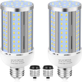 2 Pack 36W Corn LED Light Bulb Fanless,(320 Watt Equivalent) E26/E39 Medium/Large Mogul Base LED Cob Lamp 5000K Daylight 5