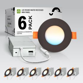 6 Pack 3 Inch LED Recessed Light 6W, 5 CCT 2700K-5000K CRI90+, IC Rated Ultra Thin Dimmable Ceiling Lights with J Box, Canless Wafer Downlight