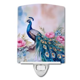 NEW Peacock Ceramic Night Light Compact, UL-Certified, Ideal for Bedroom, Bathroom, Nursery, Hallway, Kitchen, 6x4x3, Multicolor