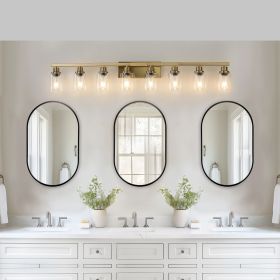 51" Golden 8-Light Vanity Light with Clear Glass Shades, Modern Iron Metal Bathroom Wall Fixture for Mirror