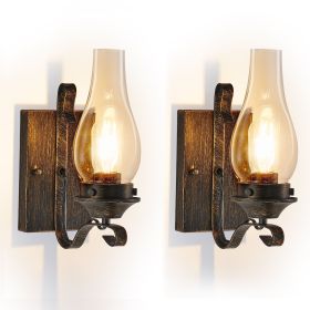 (Only Supports Hardwired) Rustic Farmhouse Wall Sconces Set of 2, Vintage Industrial Plug-in Wall Lights with Clear Glass Shade