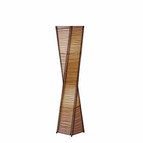 50" Black Floor Lamp With Black and Tan Twisted Cylinder Shade
