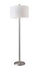 61" Silver Two Light Floor Lamp With White Fabric Drum Shade
