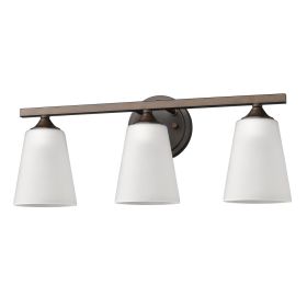 21" Bronze And White Metal and Glass Three Lights Flush Mounted Sconce