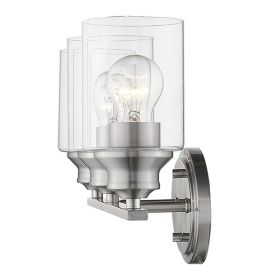 10" Clear And Silver Metal and Glass Vanity Flush Mounted Sconce