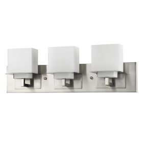22" Silver And White Metal and Glass Three Lights Flush Mounted Sconce