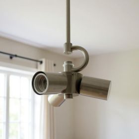 Nickel Bulb Three Light Metal Chandelier