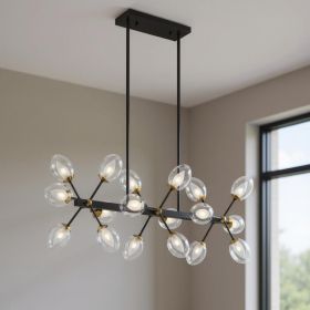 Black Gold And Clear Sputnik Multi Light Transparent Metal Edison Bulb Dimmable Smart Enabled Chandelier With Clear Shades