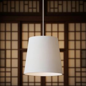 White Drum Textile Chandelier With White Shades