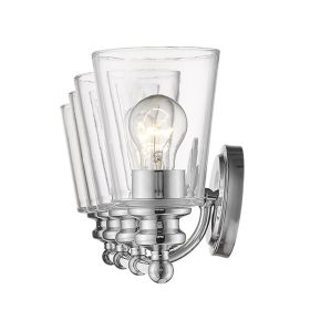 8" Silver And Clear Metal and Glass Vanity Flush Mounted Sconce