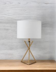 Contemporary Gold Geo Table Lamp with White Shade