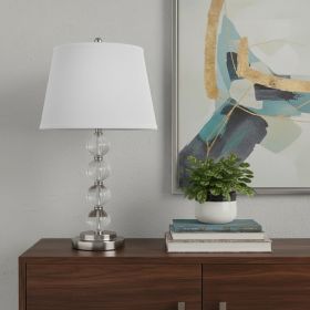 29" Silver Metal Table Lamp With White Classic Empire Shade