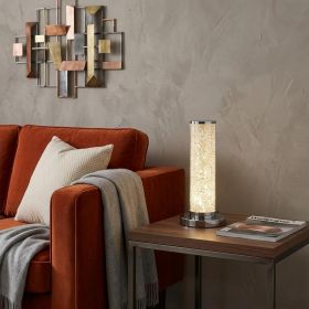 13â€ Modern White Sand Crystal And Steel Table Lamp