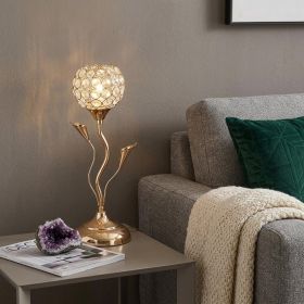 14" Gold Bedside Table Lamp With Clear Novelty Shade