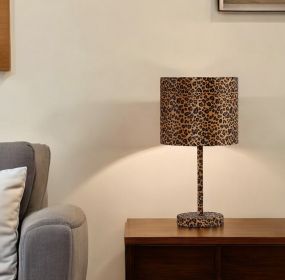 19" Amber And Black Bedside Lamp With Drum Shade