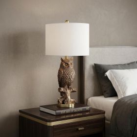 28â€  Antiqued Silver Resin Owl Table or Desk Lamp