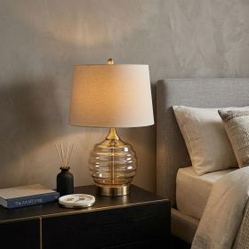 23" Off-White Metal Bedside Table Lamp With Off-White Shade