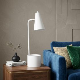 20" Compact White Metal Desk Lamp