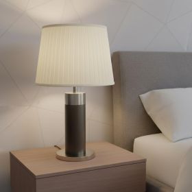 18" White Linen Lampshade with Side Pleats