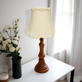 18" Ivory Empire Slanted Cylinder Scroll Edge Silk Lampshade
