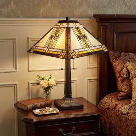 22" Dark Brown Metal Two Light Candlestick Table Lamp With Beige Shade