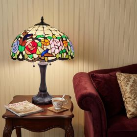 23" Dark Brown Metal Two Light Candlestick Table Lamp With Brown and Ivory Shade