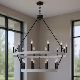 Black And White Candle Style Multi Light Metal Dimmable Chandelier