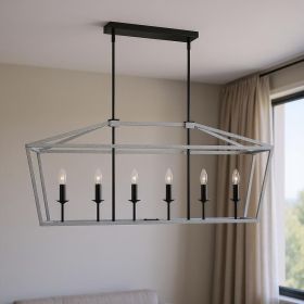 Black And White Candle Style Six Light Metal Dimmable Chandelier
