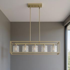 Silver Kitchen Island Five Light Metal Dimmable Chandelier With Clear Shades