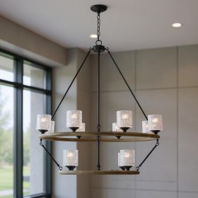 Black Candle Style Twelve Light Metal Dimmable Chandelier With White Shades