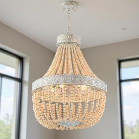 Gold And White Candle Style Six Light Metal Dimmable Chandelier