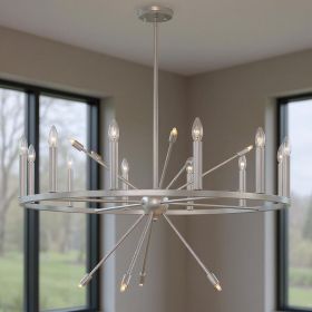 Silver Candle Style Multi Light Metal Dimmable Chandelier
