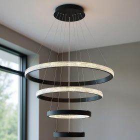 Black Candle Style Four Light Metal LED Dimmable Chandelier