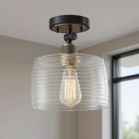 Gray Shaded Metal Dimmable Flush Chandelier With Clear Shades